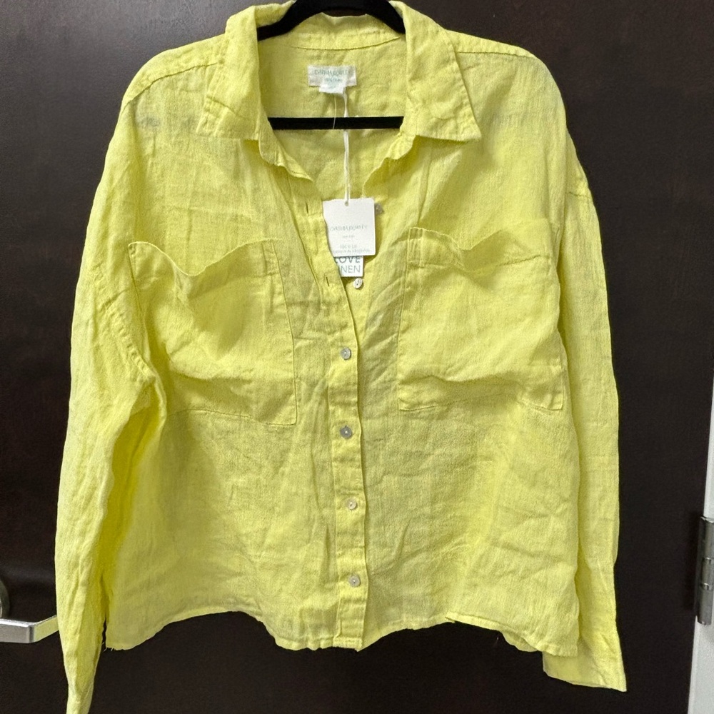 Cynthia Rowley bright yellow Linen Top